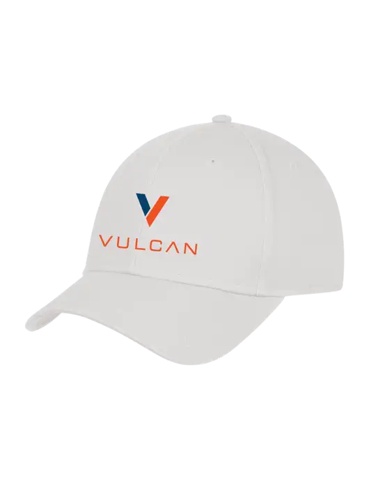 White Structured Cap Hook & Loop w/Vulcan Logo