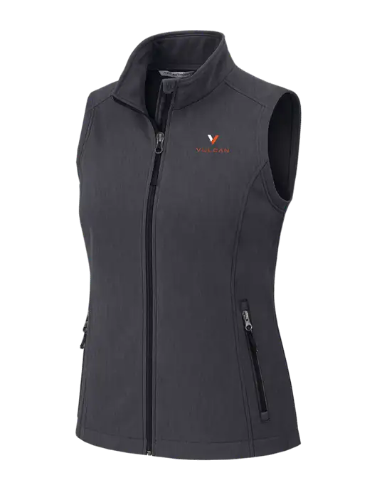 Charcoal Heather Womens Core Soft Shell Vest w/Vulcan Logo
