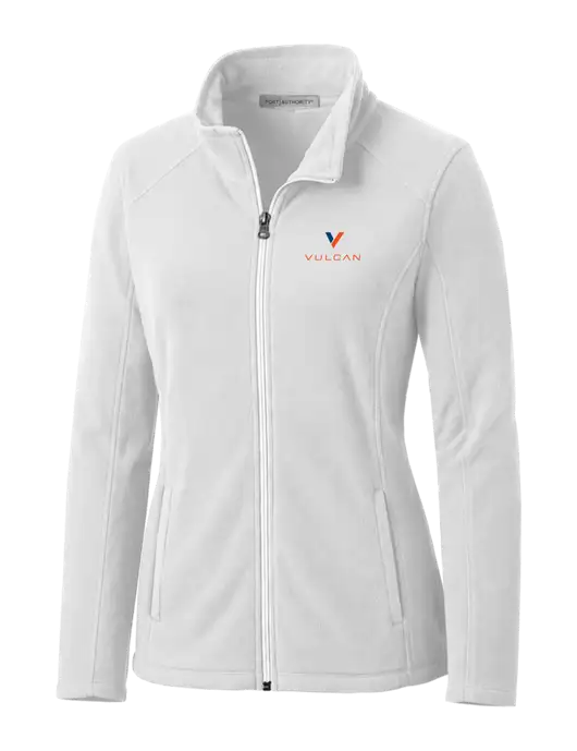 White Womens Microfleece Jacket w/Vulcan Logo
