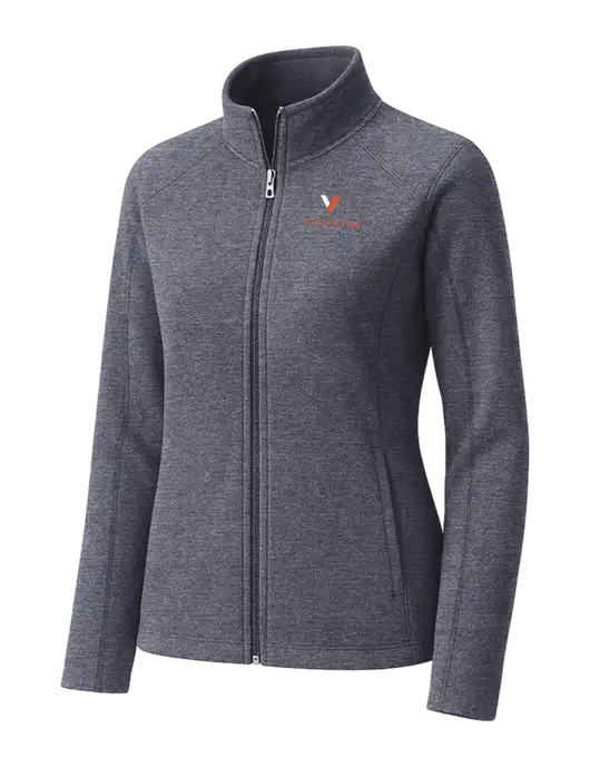 Light Navy Heather Womens Microfleece Full-Zip Jacket w/Vulcan Logo