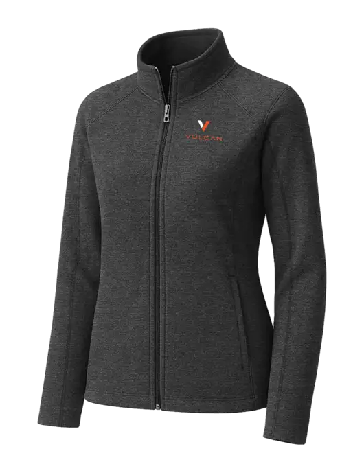 Charcoal Womens Heather Microfleece Full-Zip Jacket w/Vulcan Logo
