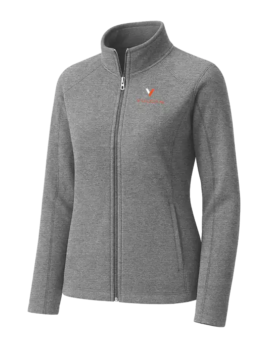Medium Grey Womens Heather Microfleece Full-Zip Jacket w/Vulcan Logo