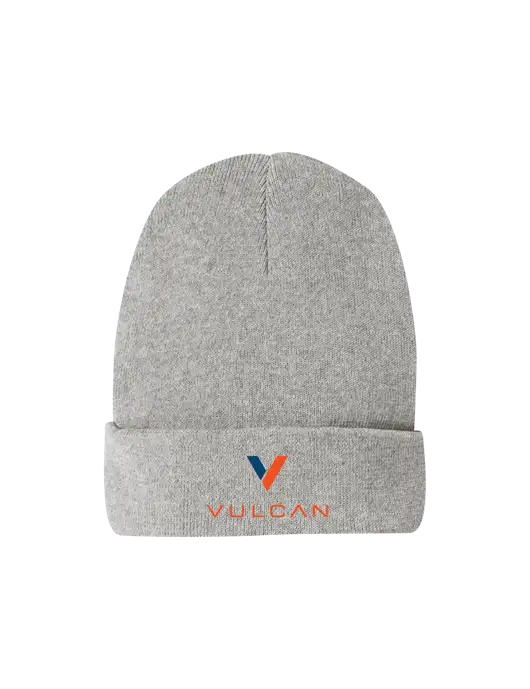 Recycled Light Heather Grey Beanie w/Vulcan Logo