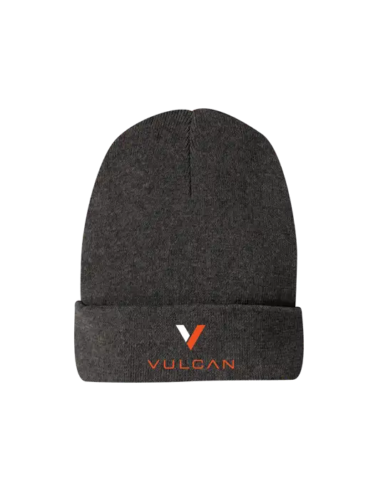 Recycled Charcoal Heather Beanie w/Vulcan Logo