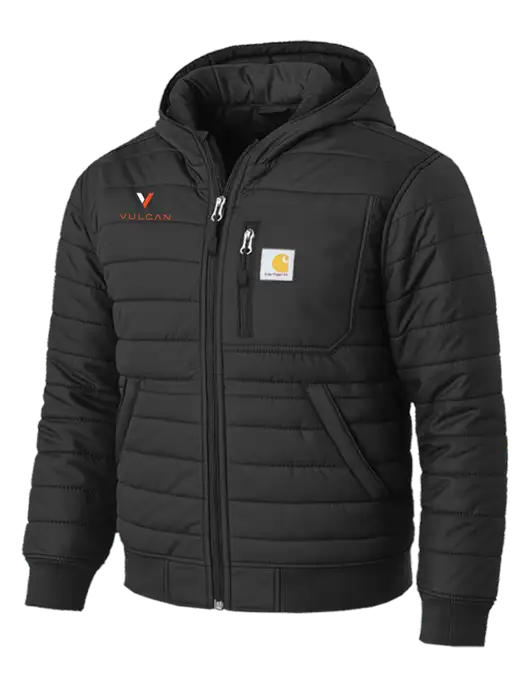 Carhartt Gilliam Insulated Black Hooded Jacket w/Vulcan Logo
