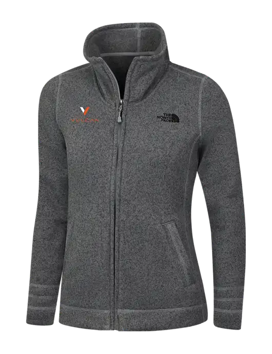 North Face Womens Medium Grey Heather Sweater Fleece Jacket w/Vulcan Logo