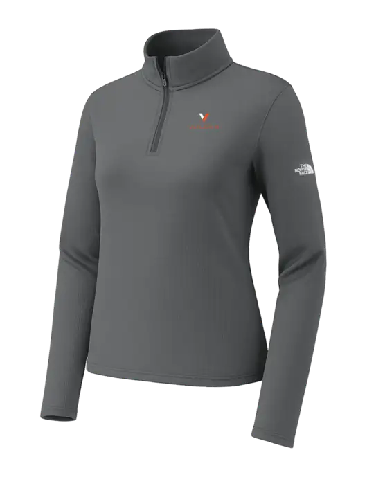 The North Face Womens Aim 1/4-Zip Dark Medium Grey Fleece w/Vulcan Logo