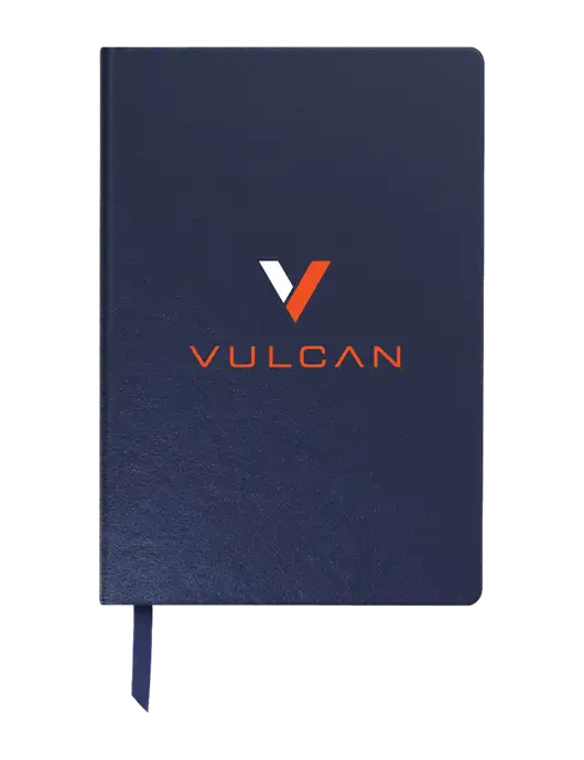 Achieve Navy Hardcover Journal, 5.5 x 8.37 w/Vulcan Logo