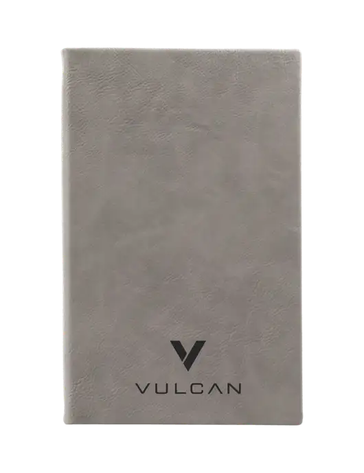 Grey Leatherette 5.25 x 8.25 Journal w/Vulcan Logo