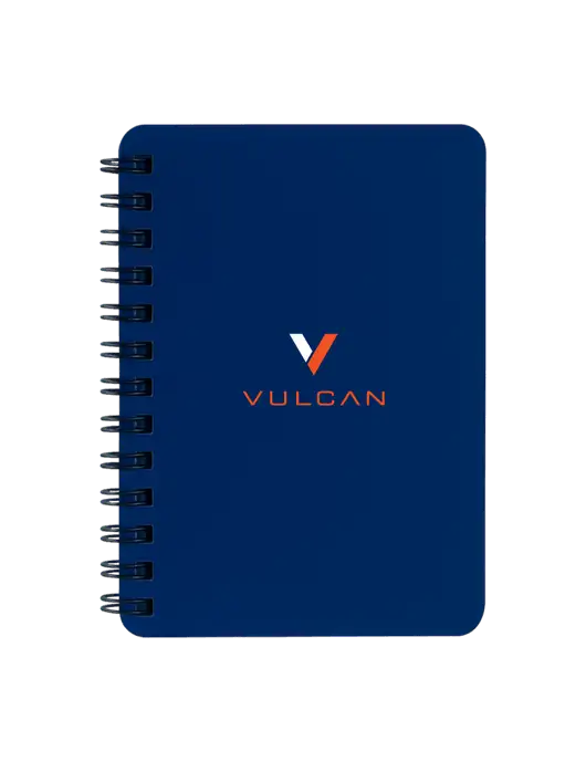 Sturdy Navy Blue Hardcover Notebook, 5.25 x 7 w/Vulcan Logo
