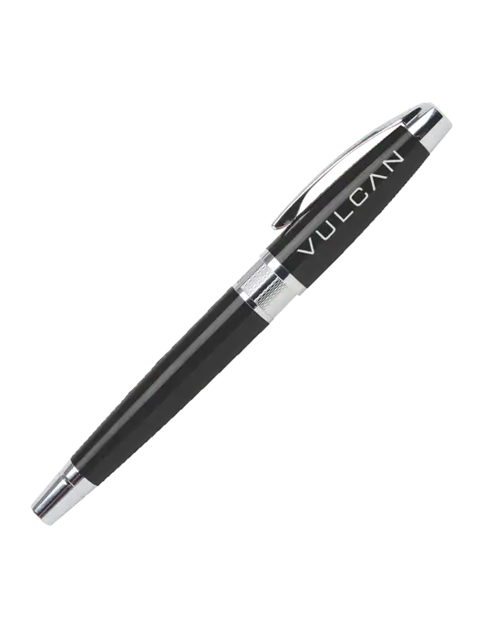 Masscotti Black Rollerball Pen - Black Ink w/Vulcan Logo