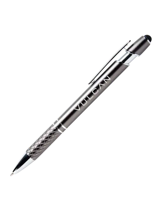 Valencia Gunmetal Stylus Pen - Black Ink w/Vulcan Logo