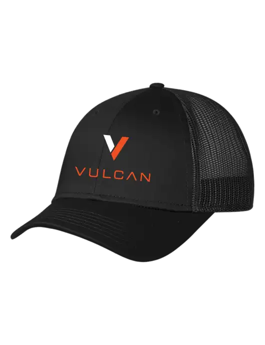 Black Mesh Trucker Cap Snap Back w/Vulcan Logo