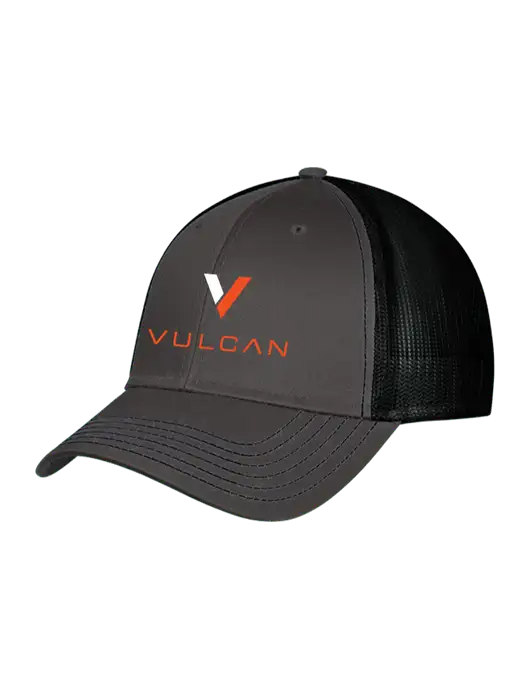Charcoal & Black Mesh Trucker Cap Snap Back w/Vulcan Logo