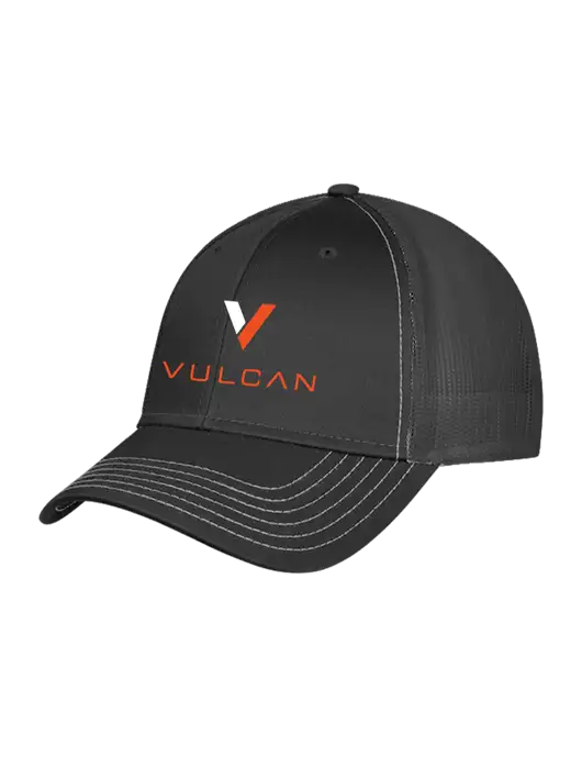 Charcoal Grey Mesh Trucker Cap Snap Back w/Vulcan Logo