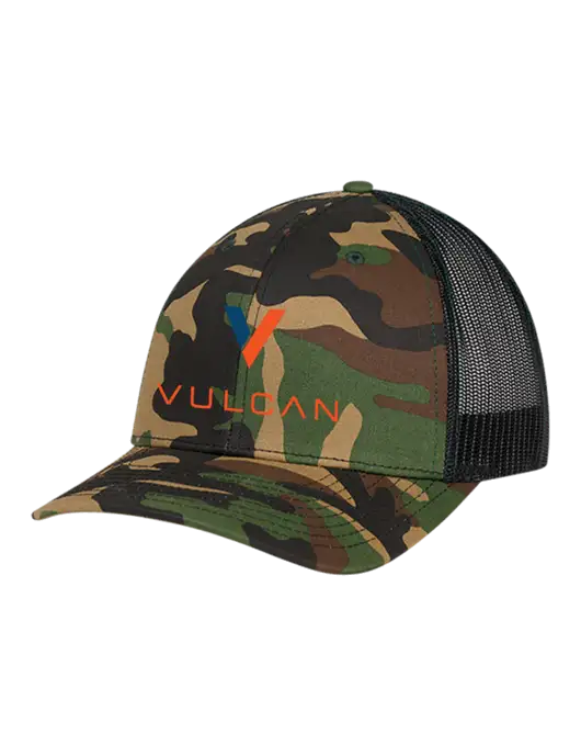 Richardson Adjustable Snapback Original 112P Trucker Cap Army Camo/Black  w/Vulcan Logo