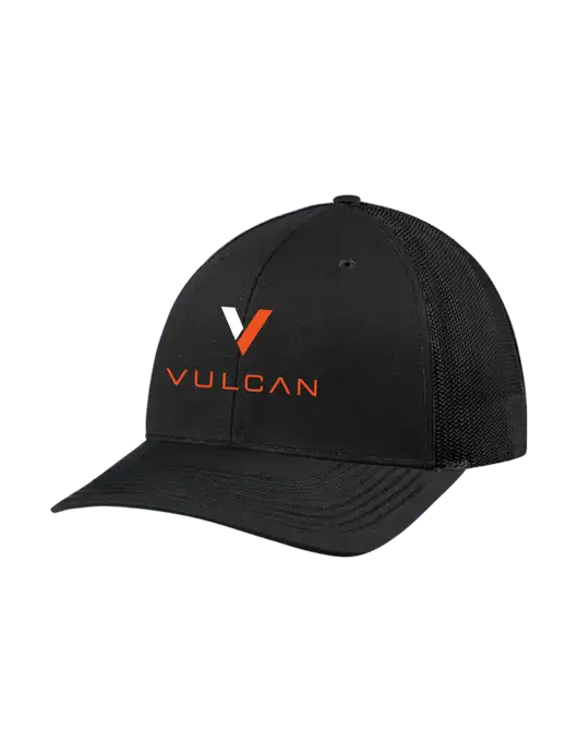 Richardson Adjustable Snapback Original 112 Trucker Cap Black w/Black Mesh w/Vulcan Logo