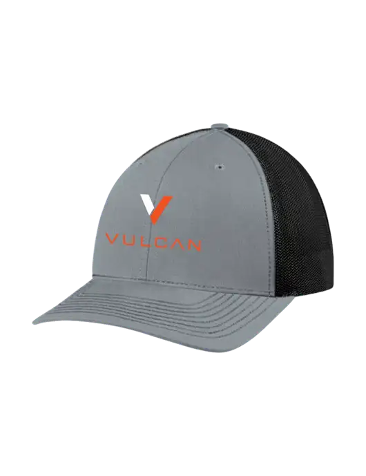 Richardson Adjustable Snapback Original 112 Trucker Cap Heather Grey w/Black Mesh w/Vulcan Logo