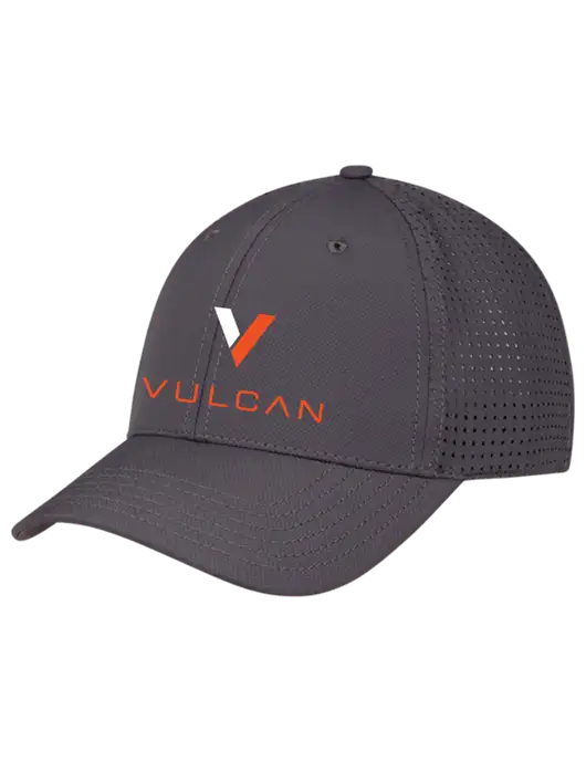 Charcoal Performance Stretchable Cap Hook & Loop w/Vulcan Logo