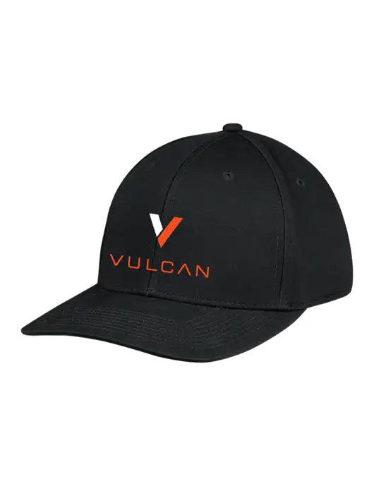 Premium Modern Structured Twill Black Snapback Cap w/Vulcan Logo