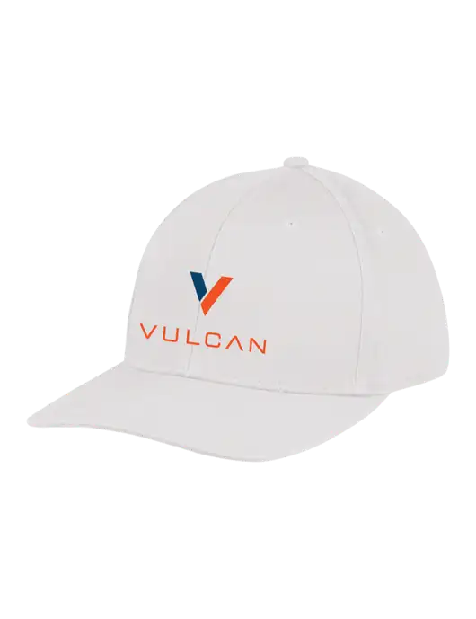 Premium Modern Structured Twill White Snapback Cap w/Vulcan Logo