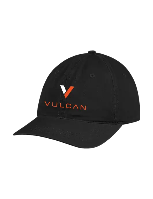 Garment Washed Unstructured Twill Black Cap w/Vulcan Logo