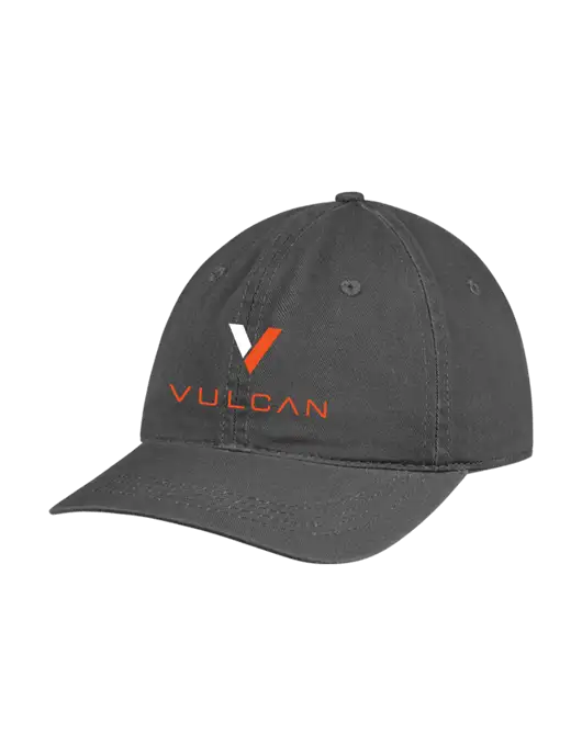 Garment Washed Unstructured Twill Charcoal Cap w/Vulcan Logo