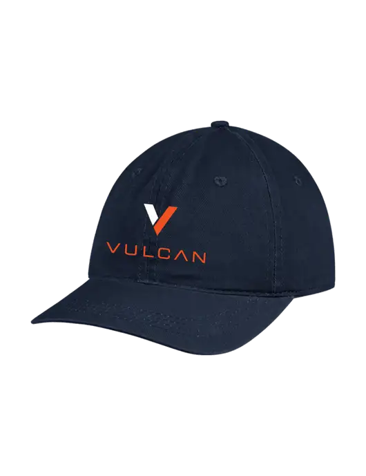 Garment Washed Unstructured Twill Navy Cap w/Vulcan Logo