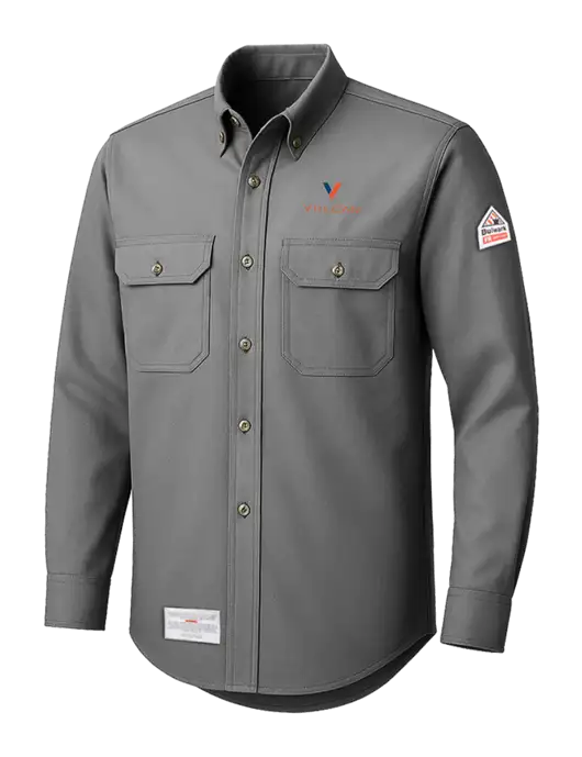 Bulwark Light Grey EXCEL FR ComforTouch Dress Uniform Shirt w/Vulcan Logo
