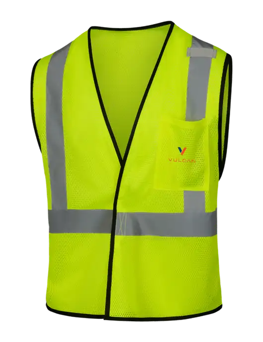CornerStone Safety Yellow ANSI 107 Class 2 Economy Mesh One-Pocket Vest w/Vulcan Logo