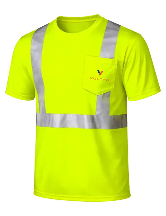 CornerStone Safety Yellow ANSI 107 Class 2 Mesh Tee w/Vulcan Logo