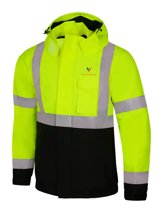 CornerStone Safety Yellow ANSI 107 Class 3 Economy Waterproof Insulated Bomber Jacket w/Vulcan Logo