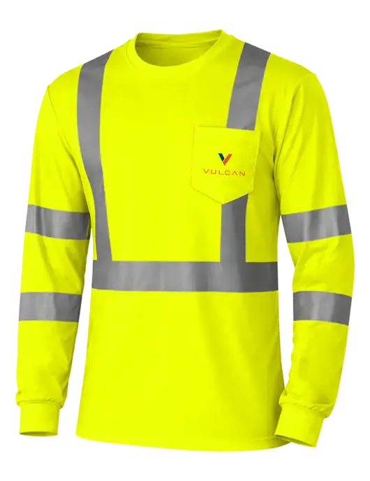 CornerStone Safety Yellow ANSI 107 Class 3 Mesh Long Sleeve Tee w/Vulcan Logo