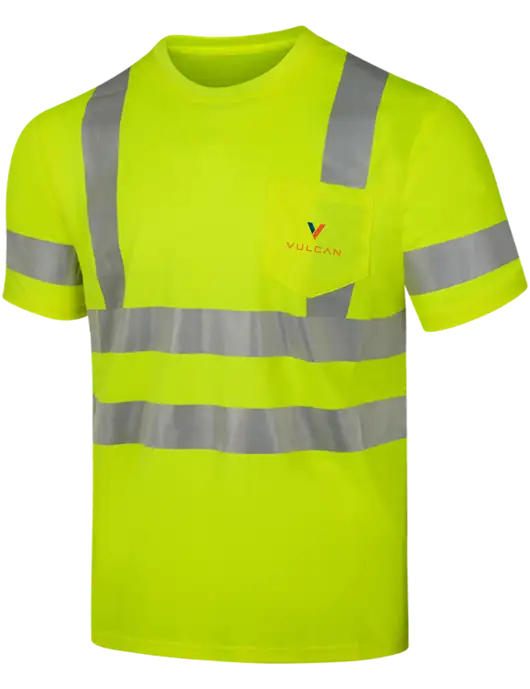 CornerStone Safety Yellow ANSI 107 Class 3 Mesh Tee w/Vulcan Logo