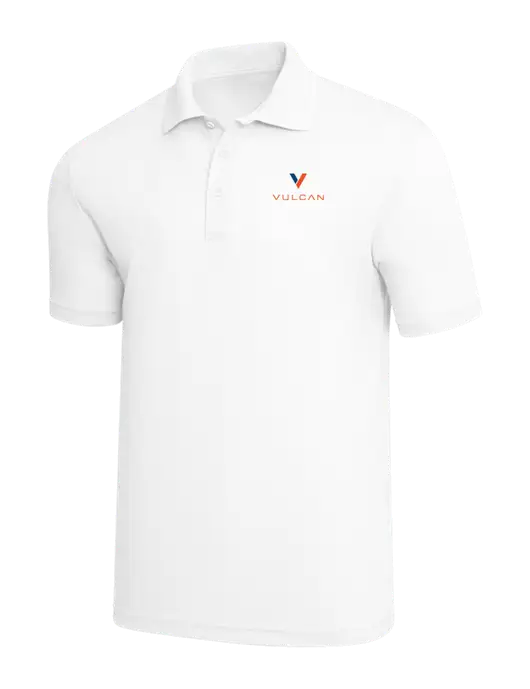 White PosiCharge RacerMesh Polo w/Vulcan Logo