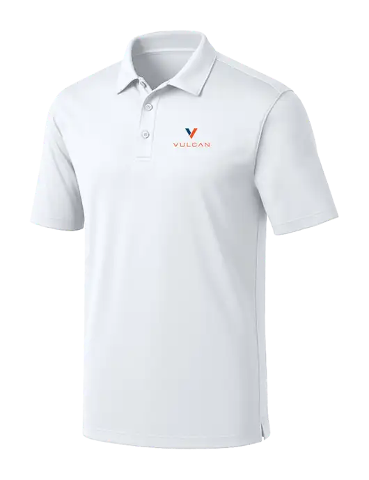 White Silk Touch Performance Polo w/Vulcan Logo