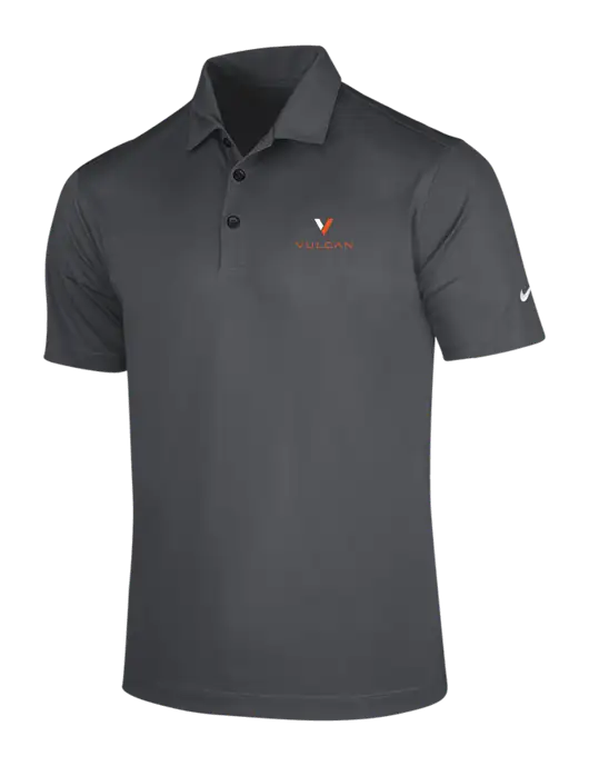 NIKE Dark Grey Dri-Fit Vertical Mesh Polo w/Vulcan Logo