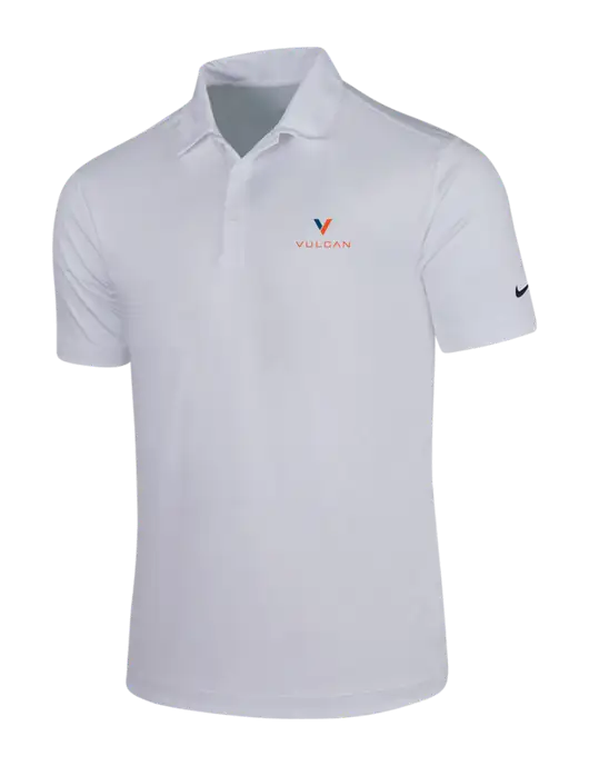 NIKE White Dri-Fit Vertical Mesh Polo w/Vulcan Logo