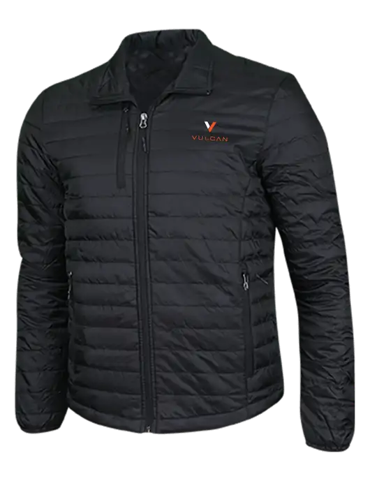 Deep Black Puffy Packable Jacket w/Vulcan Logo