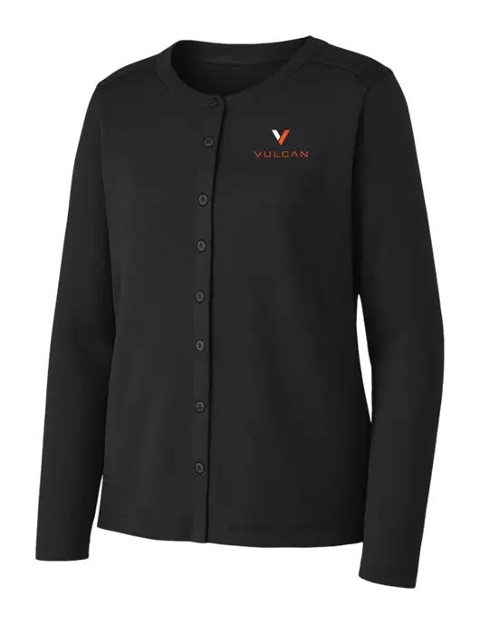 Black Womens Concept Stretch Button-Front Cardigan Sweater w/Vulcan Logo