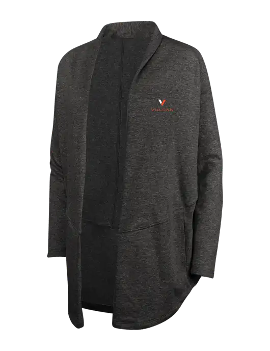 Charcoal Heather/ Medium Heather Grey Womens Interlock Cardigan w/Vulcan Logo
