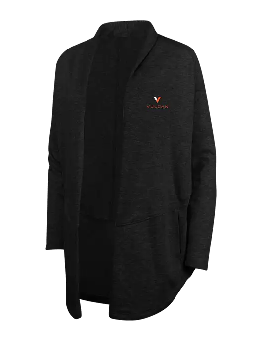 Deep Black/Charcoal Heather Womens Interlock Cardigan w/Vulcan Logo