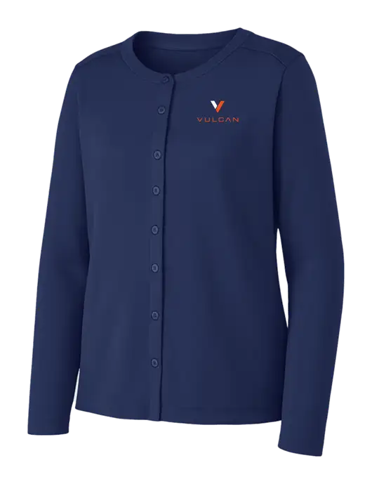 Dress Blue Navy Womens Concept Stretch Button-Front Cardigan Sweater w/Vulcan Logo