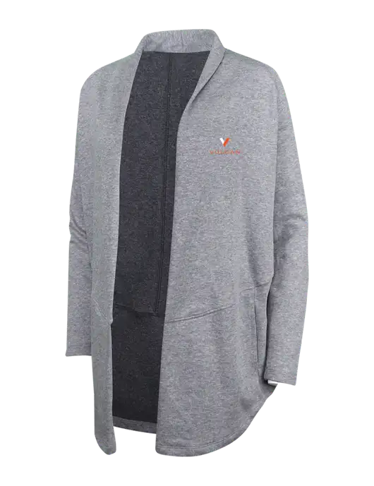 Medium Heather Grey/Char Heather Womens Interlock Cardigan w/Vulcan Logo