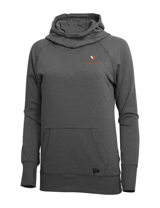 New Era Black Heather Womens Tri-Blend Fleece Pullover Hoodie w/Vulcan Logo