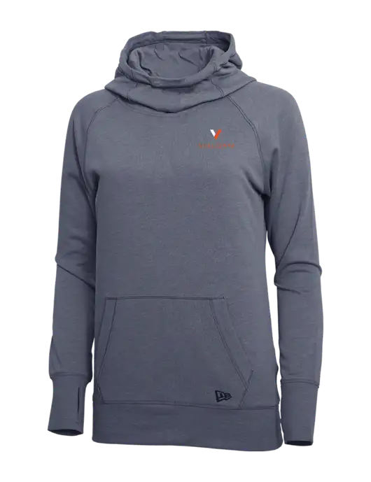 New Era True Navy Heather Womens Tri-Blend Fleece Pullover Hoodie w/Vulcan Logo