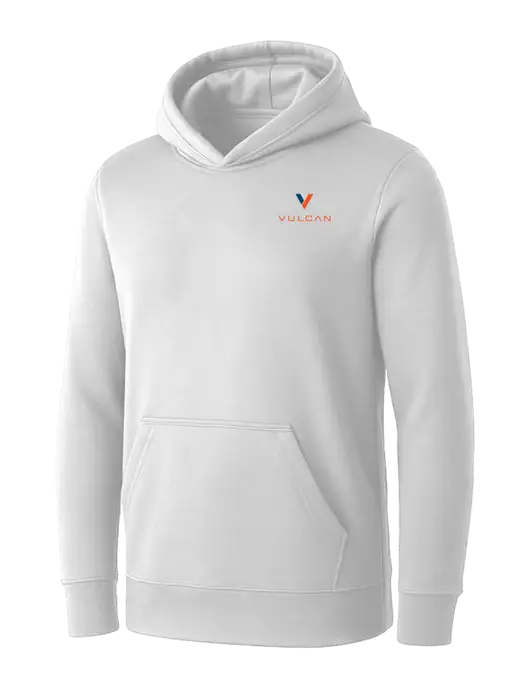 Womens White Core Fleece Pullover Hooded Sweatshirt w/Vulcan Logo