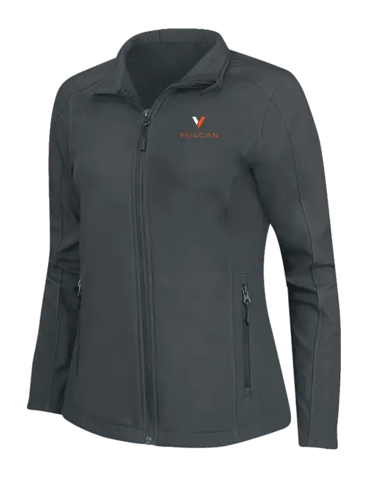 Charcoal Grey Womens Core Soft Shell Jacket w/Vulcan Logo