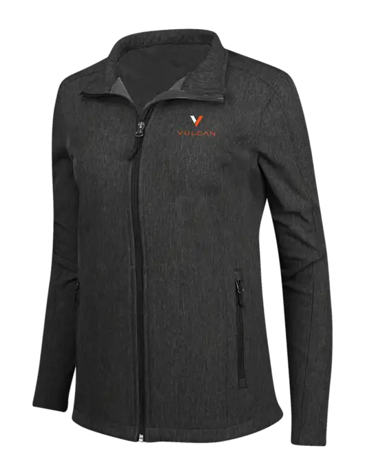 Black Charcoal Heather Womens Core Soft Shell Jacket w/Vulcan Logo
