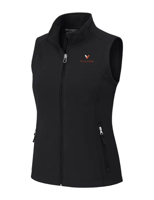 Black Womens Core Soft Shell Vest w/Vulcan Logo